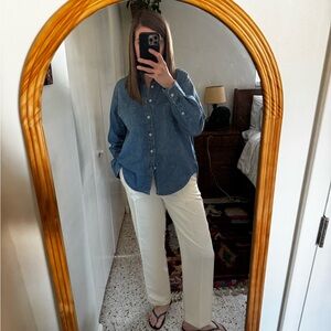 Madewell Satin Style Straight Leg Ivory Pants